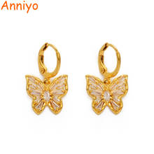 Anniyo-pendientes de mariposa de circonia cúbica para mujer y niña, aretes de Color dorado, joyería, regalo de fiesta de cumpleaños y boda #236306 2024 - compra barato