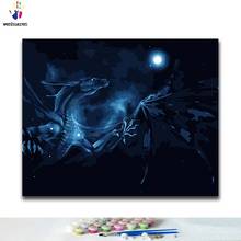 DIY окраска по номерам дракона в темное время суток картины по номерам с комплекты 40x50 защелка 2024 - купить недорого