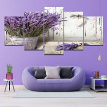 Hd Canvas Painting Modern Plant Romantic Purple Lavender Flower Art Poster Home Decor Bedroom Modular Five-Piece Mural No Frame 2024 - buy cheap