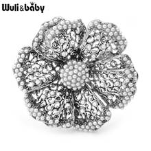Wuli&baby Vintage Gold Color Silver Color Pearl Flower Brooches Women Big Flower Weddings Party Brooch Pins Gifts 2024 - buy cheap