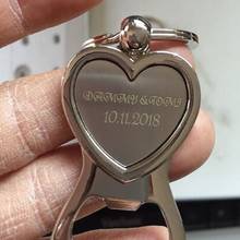 Free Engraved custom custom Love Heart Keychain beer Bottle Opener Keyring Souvenir Wedding Favor Gift 200pcs 2024 - buy cheap