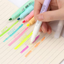 Double Head Highlighter Pen Marker Pens Kawaii Stationery Material Writing School Supplies Creative Erasable Highlighter 6PCS 2024 - buy cheap