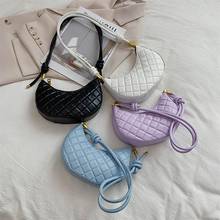 Fashion Women Lattice Pattern Small  Handbag Casual PU Leather Crescent Bandage Shoulder Bags Portable Solid Color Travel Purse 2024 - buy cheap