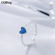 Temperament Open Korean Rings Ladies New Personality Epoxy Blue Love Heart Rings Wholesale 2024 - buy cheap