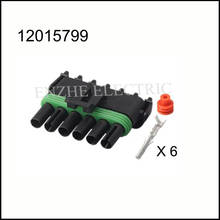 Conector de cable macho hembra para coche, de 6 pines conector impermeable, enchufe automotriz que incluye sello de terminal, 50 juegos, 12015799/12010975 2024 - compra barato