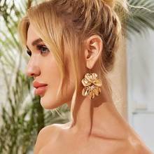 HuaTang Trendy Geometric Metal Flowers Drop Dangle Earrings for Women Boho Gold Silver Color Hanging Earrings Jewelry Party Gift 2024 - buy cheap