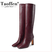 Taoffen-Botas hasta la rodilla para mujer, zapatos de tacón alto con punta puntiaguda, a la moda, calzado de oficina diario, talla 34-43 2024 - compra barato