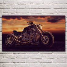 Cool bobber bike in dusk motorcycle fanart fabric posters on the wall picture home art living room decoration KM629 2024 - buy cheap