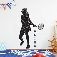 Adesivo de parede personalizado para tênis e meninas, decoração de casa em vinil, do quarto, do clube do tênis, decalques, mural removível, papel de parede 4761 2024 - compre barato