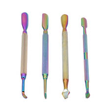 Rainbow Dual-ended Chameleon Nail Cuticle Pusher Remover Stainless Steel Manicure Nail Art Tool Callus Shaver 4 Styles 2024 - buy cheap