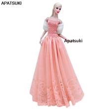 Розовое платье принцессы, модная одежда для куклы Барби, комплект одежды для куклы, платье и шаль 1/6, аксессуары для шарнирных кукол, детские игрушки 2024 - купить недорого