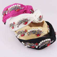 Colorido bandana com strass flor partículas nova moda barroco tecido incrustado strass acessórios para o cabelo headwear 856 2024 - compre barato
