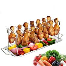 Stainless Steel Chicken Wing Leg Rack Grill Holder with Drip Pan for BBQ quality BBQ Rib Non Stick Carbon Steel drop shipping 2024 - buy cheap