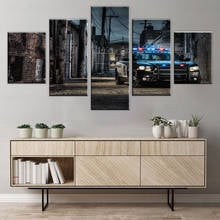 HD Canvas Art Print Painting For Living Room Wall Decor 5 Pieces Police Patrol Street Car Picture Poster 2024 - buy cheap