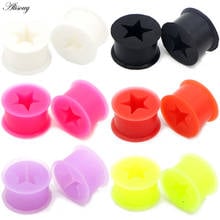 Alisouy 2pcs Skin Silicone Star Ear Plugs Tunnels Ear Piercings Flexible Earring Gauges Ear Stretchers Expanders Body Jewelry 2024 - buy cheap