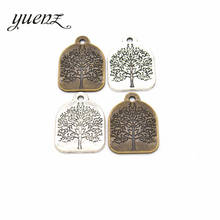 YuenZ-abalorios de árbol de Metal de aleación de color plateado antiguo, 5 uds., 2 colores, para fabricación de joyería artesanal, joyería hecha a mano de 31x22mm, Q202 2024 - compra barato