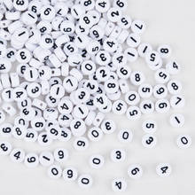 DoreenBeads 500Pcs  White Acrylic Numbers 0-9/Mixed Flat Round Spacer Beads for Jewelry Bracelet DIY Making Material Beads 7mm 2024 - buy cheap