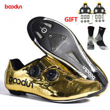 Boodun 2020 золотистая обувь для велоспорта для шоссейного велосипеда, обувь с самоблокирующимся покрытием из углеродного волокна, Ультралегкая профессиональная обувь для велоспорта 39-45 2024 - купить недорого