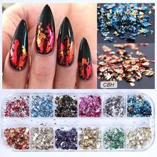 Lantejoulas de folha de alumínio para unhas, decorações de nail art para manicure, cromado, flocos de glitter e ouro com 12 grades/conjunto 2024 - compre barato