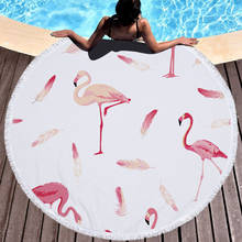 Flamingos Flowers Circle Thick Microfiber Round Beach Towel Shower Bath Towels Summer Bohemian Fashion toalla de playa redonda 2024 - buy cheap