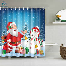 Рождественская занавеска для ванной в европейском стиле, занавеска для ванной из полиэстера с рисунком Санта-Клауса, снежинки, снеговика, занавеска для ванной 2024 - купить недорого