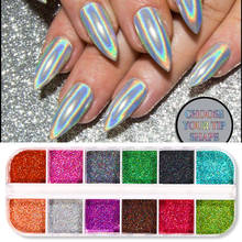1 Box iridescent Nail Glitter Colorful Nail Powder Sparkly Shinning Flakes Dust Chrome Pigment Manicuring Art Decoration 2024 - compre barato