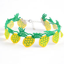 Gargantilla bordada con forma de fruta para mujer, collar de cadena de cuerda corta con cereza y piña, joyería FS22 2024 - compra barato