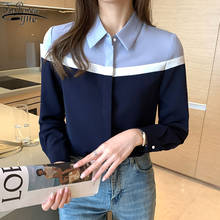 Women's Shirte 2021 Spring New Stitching Top Female Long Sleeved Chiffon Shirt Women Office Lady Style Slim Blouse 12805 2024 - buy cheap