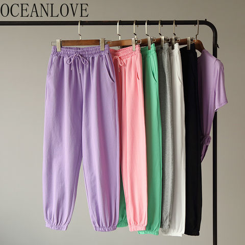 OCEANLOVE Candy Color Women Pants Solid All Match 2020 High Waist Sweatpants Korean Style Fashion Ropa Mujer Casual 17053 2022 - buy cheap