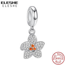 Eleshe nova chegada espumante cz feminino jóias de luxo real 925 prata esterlina flor balançar charme apto para pulseiras originais 2024 - compre barato