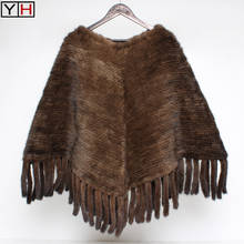 Special offer Luxury Genuine Mink Fur Knitted Shawl Scarf  Women 100%Natural Real Mink Fur Shawl Fashion Real Mink Fur Poncho 2024 - buy cheap