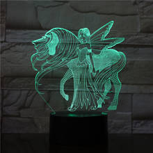 Lâmpada de cavalo 3d que muda de cor, asas de fada led, usb, luz noturna, unicórnio, brinquedos de natal para meninas 3198 2024 - compre barato