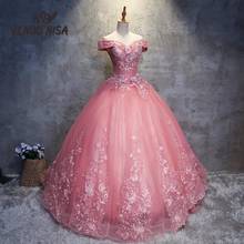 VLNOU NISA Pink Hot Fashion 2018 New Quinceanera Dress Vestidos De Party Prom Formal Sexy Off The Shoulder Sweet Floral Print 2024 - buy cheap