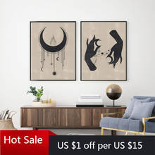 Celestial Canvas Painting Wall Decor Pictures Abstract Minimalist Moon Phases Witchy Art Prints Gallery Boho Poster Room Decor 2024 - buy cheap