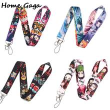 Homegaga dibujos animados Demon Slayer Lanyard para llaves Cool ID Badge Holder teléfono cuello Correa colgar cuerda regalo para los amantes del Anime D2564 2024 - compra barato