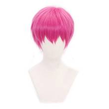 Saiki kusuo peruca do anime com peruca de cabelo sintético curta rosa da psi saiki k. cosplay 2024 - compre barato
