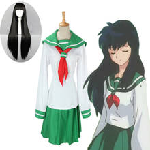 Костюм для косплея аниме Inuyasha Higurashi Kagome, школьная форма для девочек, костюм моряка на Хэллоуин, полный комплект, черный парик 2024 - купить недорого