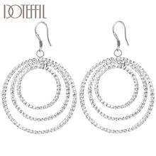 DOTEFFIL 925 Sterling Silver Three Circle Pendant Earring For Women Lady Wedding Engagement Party Fashion Jewelry 2024 - buy cheap