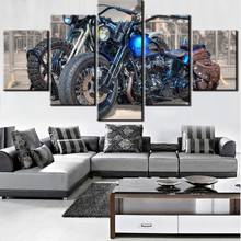 5 Panel Vintage Motorcycle Modular Posters Wall Art Canvas HD Printed Oil Paintings Pictures For Living Room Modern Home Decor 2024 - buy cheap