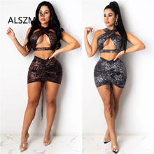 Sexy Tight Deep V Neck Hole Special Design Sleeveless Crop Top And Hot Short 2 Pieces Set High Street Chic Tracksuits 2024 - buy cheap