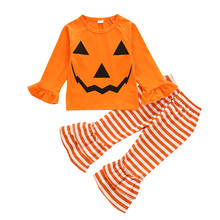 Citgeett Autumn Halloween Orange Baby Toddler Kid Girl Clothes Set Long Sleeve T shirt Pant Headband Party Costumes Outfits 1-5Y 2024 - buy cheap