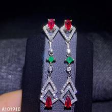 KJJEAXCMY boutique jewelry 925 sterling silver inlaid natural ruby emerald female luxury earrings support detection 2024 - buy cheap