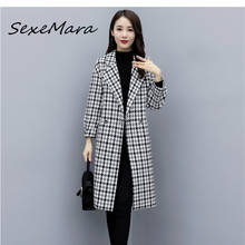 Korean Style Fashion Plaid Single Button Women Fall Coats New Arrival Winter Casual Woolen Coats 2024 - buy cheap