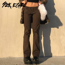 Расклешенные Брюки Y2K EGIRL, винтажные Коричневые джинсы из денима в стиле 90-х, с заниженной талией, костюмы в стиле ретро 2024 - купить недорого