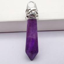 Coluna de pedra de cristal roxo 8x38mm, pingente de pilar de pedra preciosa, joia s212 2024 - compre barato