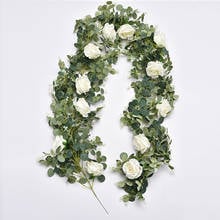 Artificial Eucalyptus Leaf Rose Vine Simulation Flower Rose Eucalyptus Leaf Vine Wedding Road Guide Rattan 2024 - buy cheap