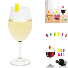 6 шт., силиконовые маркеры для вина, ананас, стеклянные бирки для вина, маркеры для напитков, Фруктовое вино, различные дизайны для стеклянной чашки 2024 - купить недорого