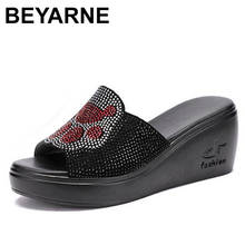 Beyne sandálias de couro de vaca femininas, calçados de verão confortáveis, sandálias de cunha feminina, moda chinesa, couro legítimo 2024 - compre barato