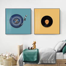 Elementos musicales coloridos modernos, imagen artística de pared, micrófono, Radio, lienzo, pintura, carteles nórdicos e impresiones, decoración del hogar 2024 - compra barato