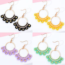 Pendientes con flecos estilo bohemio para mujer, aretes con 5 colores, Estilo Vintage, étnico, semillas, Miyuki, pendientes de borla con texto 2024 - compra barato